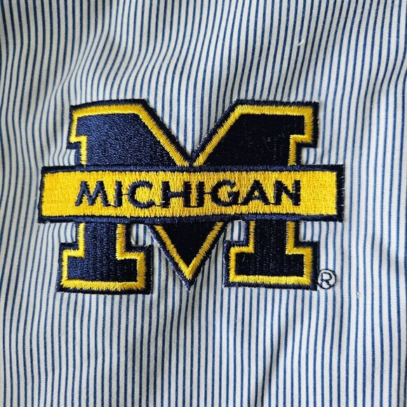 Michigan Wolverines Button Shirt Size 1X Las Olas Stripe Rhinestone NCAA Vtg 90s - Picture 6 of 16